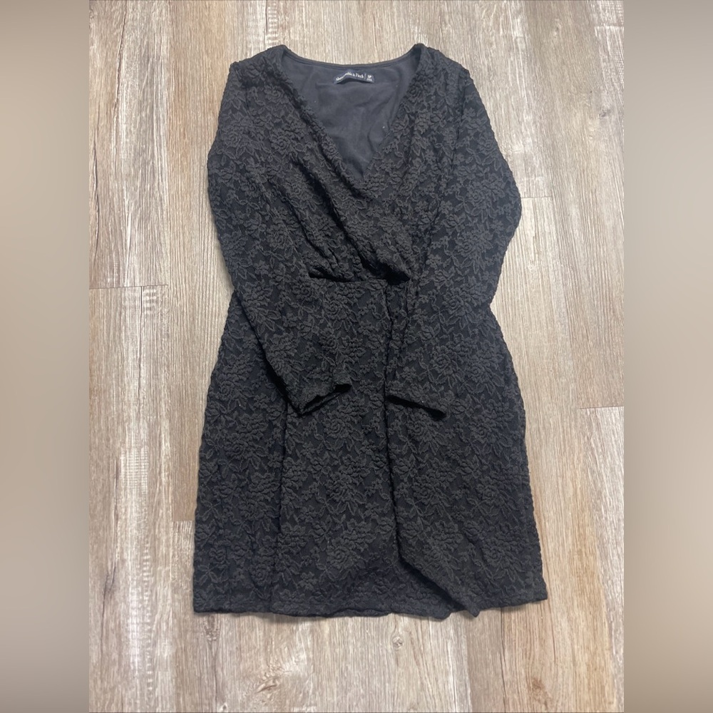Abercrombie & Fitch Mesh Long Sleeve Mini Black Dress Sz Small Petite